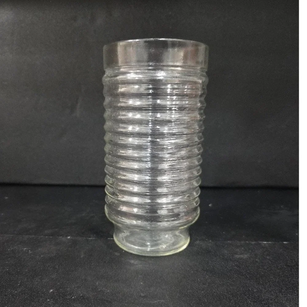 Anchor‎ Hocking Clear Iced Tea Glass, Ribbed Designed Tumbler, Vintage Drinkware